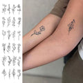Semi Permanent Temporary Tattoos 24pc Minimalist Floral Waterproof