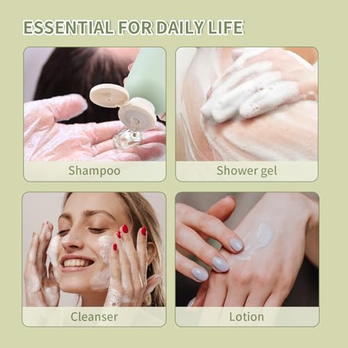 Owlyee 200ml (6.7oz) Refillable Shampoo Bottles 4 Pack with Green Flip Cap