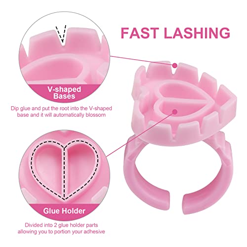 Autdor 500Pcs Pink Glue Rings for Eyelash Extensions