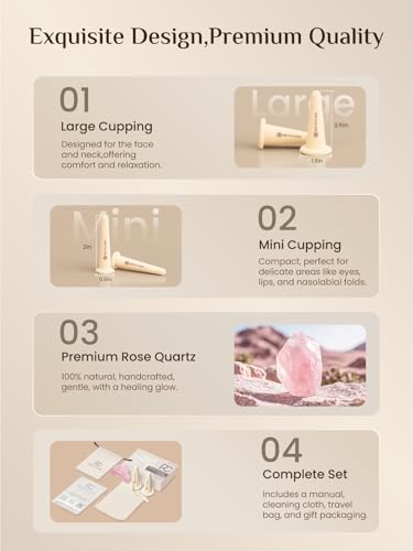 Rena Chris Facial Cupping & Gua Sha Set - Silicone Cups Rose Quartz Stone