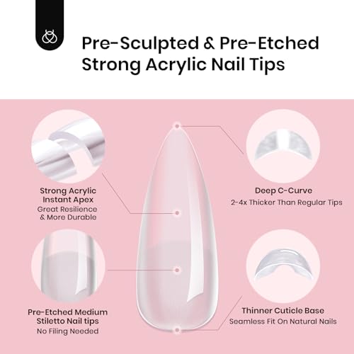 Beetles Tipex Instant Apex Nail Tips, Medium Stiletto, 512pcs 16 Sizes
