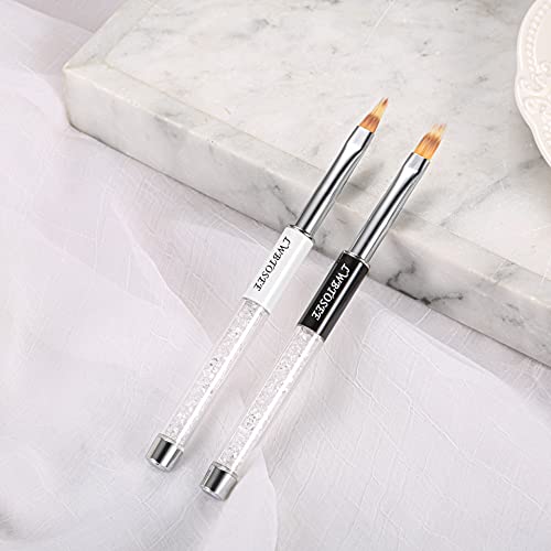 LWBTOSEE 2PCS Nail Ombre Brush Nail Art Painting Pen Brush UV Gel Polish Gradient Color Rhinestone Crystal Acrylic Nail Drawing Pen