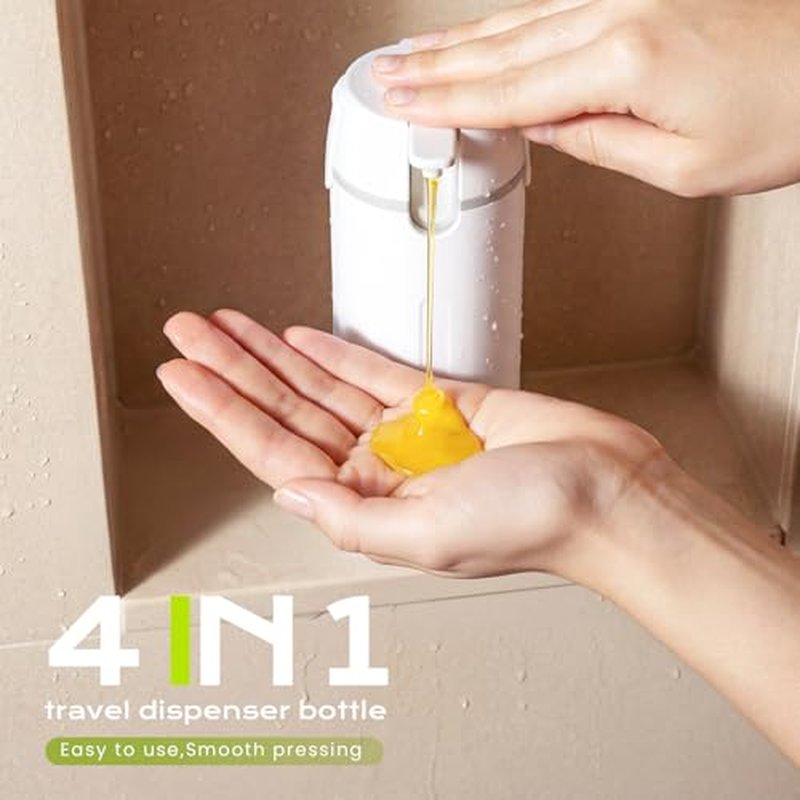 4-in-1 Travel Dispenser Bottle, Leak-Proof Refillable Toiletry Container
