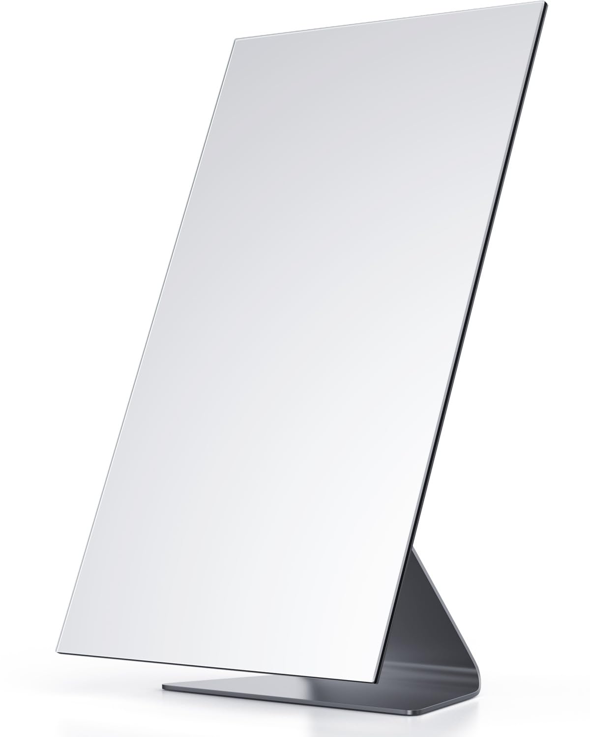 NEZZOE Rectangular Makeup Mirror, 12 Inch Metal Desk Mirror, Table Mirror with Stand, Vanity Mirror for Counter, Bedroom, Bathroom, Dorm