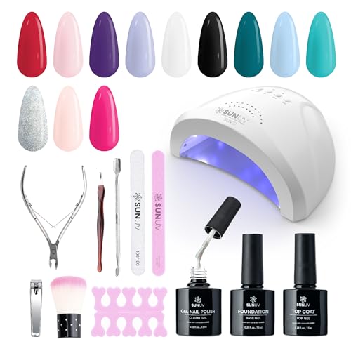 SUNUV Gel Nail Polish Kit with UV Light - 23 Pcs DIY Manicure Set