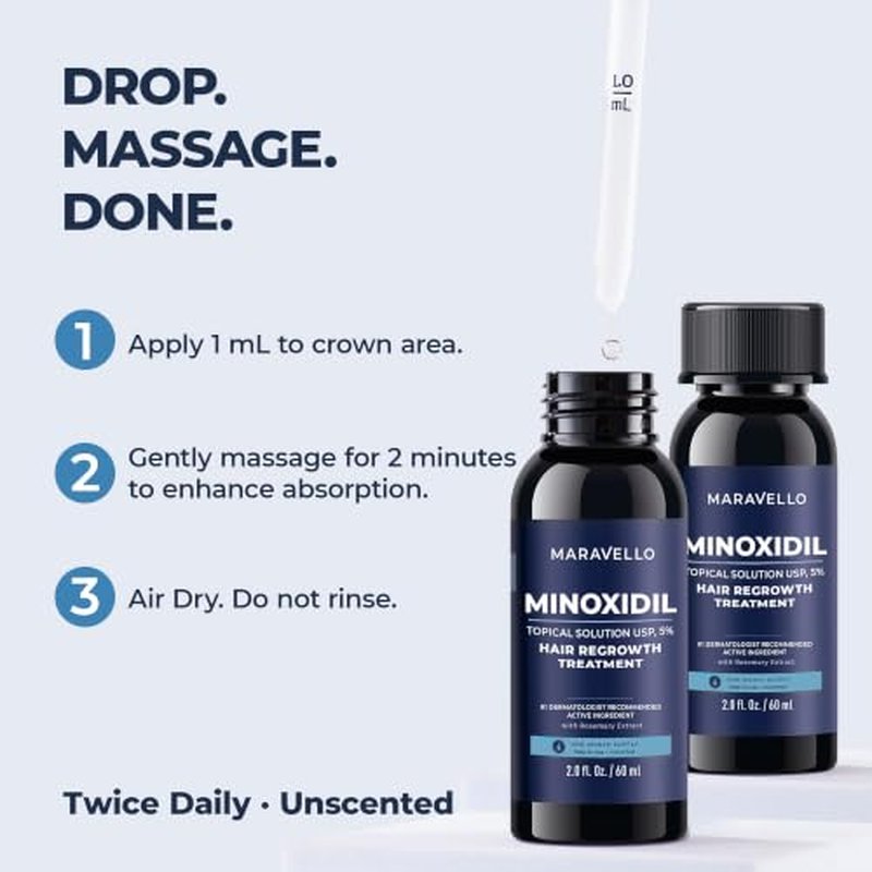 5% Minoxidil Hair Growth Serum for Men & Women, 2-Pack