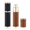 Fusupak Brown Leather Refillable Travel Perfume Bottle 10ml - Elegant Cologne Atomizer