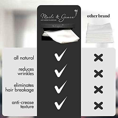 100% Mulberry Silk Pillowcase, Queen Pillowcases for Skin Care and Healthy Hair, Soft Silk Fabric, Queen Size - Meili and Grace