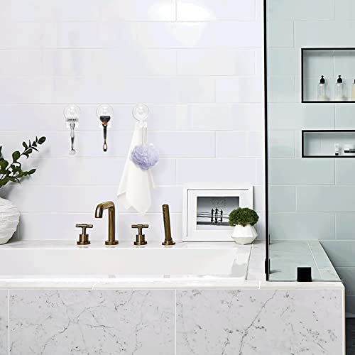 Linkidea 3 Pack Razor Holder for Shower, Wall Mounted Suction Cup Shaver Hanger Hooks for Bathroom, Compatible with Venus Platinum, Fusion 5 Proshield & Proglide, Mach 3 Classic