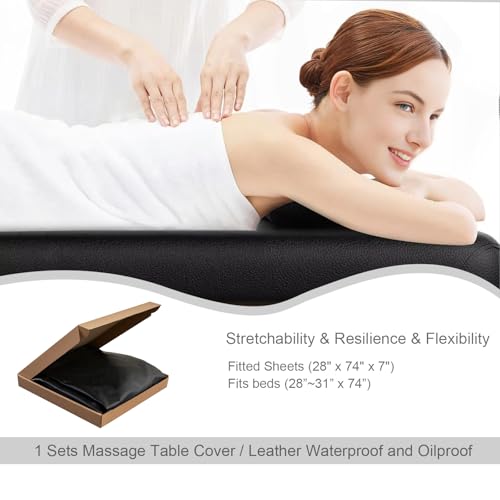 Waterproof Vinyl Massage Table Cover - Fitted Elastic Spa & Lash Bed Protector