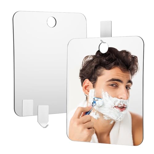Fogless Shower Mirror with Hook – Shatterproof Acrylic 7.87x9.45in