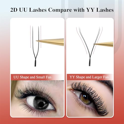 NAGARAKU U Eyelash Extensions Supplies 2D UU Lash Large Capacity 54 Rows Easy Fan Russian Volume Crisscross Eyelashes Handwoven U Shaped Mesh Wispy Clusters Eye Lashes Black - 0.07C Curl 7-15 Mix