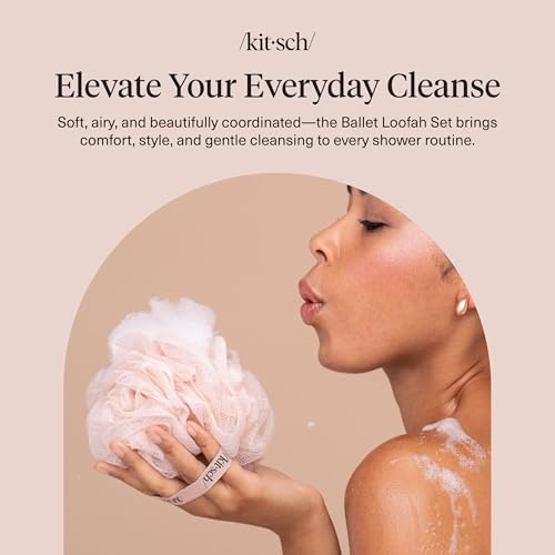 Kitsch Soft Mesh Shower Loofah 3-Pack - Gentle Exfoliating Bath Sponge
