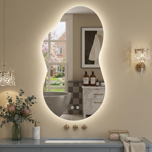 Cloud-Shaped LED Backlit Mirror 40x24 Inch - Dimmable, Anti-Fog