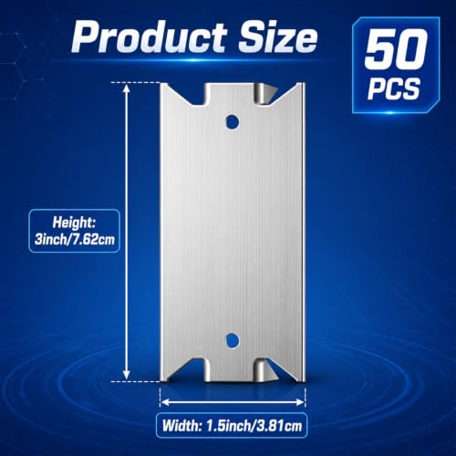 50 Pcs Nail Plates for Wood Studs - Alloy Cable and Pipe Protection Shields