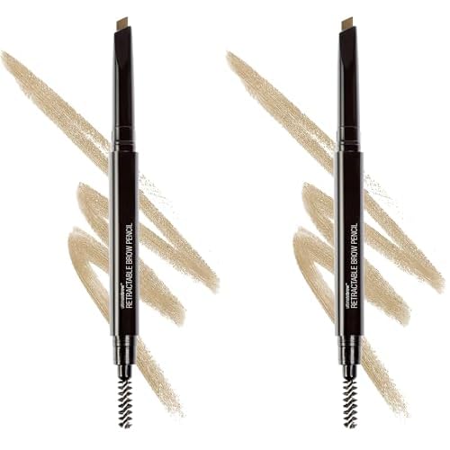 wet n wild Ultimate Eyebrow Retractable Definer Pencil, Taupe, Dual-Sided Brow Brush, Fine Tip, Shapes, Defines, Fills Brow Makeup (Pack of 2)