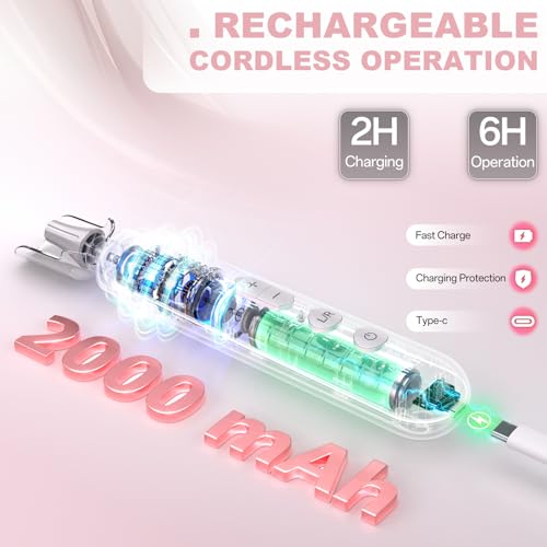 Pink Cordless Electric Nail Drill File Kit with 10 Accessories & LED Lamp
