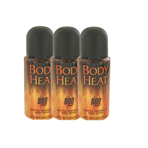 Bod Man Body Heat Sexy Fragrance Spray 4 oz (Pack of 3)