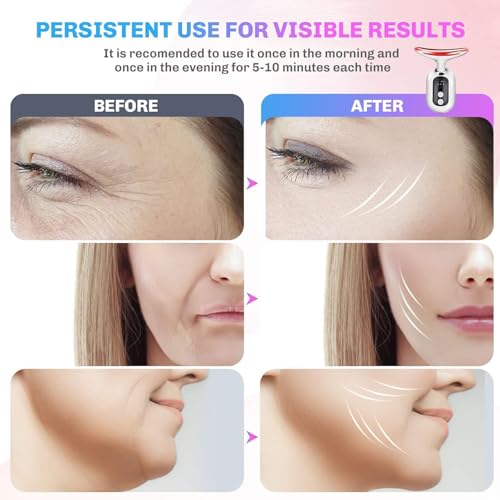 Portable Face Massager with 3 Light Modes?Red for Lifting & Firming, Blue for Skin Vitality, Purple for Smoothing Lines?450mAh Rechargeable Battery,USB Charging?Compact Anti Aging Device