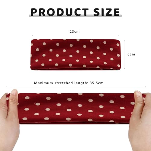 Polka Dot Headbands for Women - 5 Pack Elastic Sports Hairbands