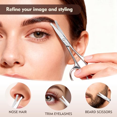 Eyebrow Scissors 3.75" Round Tip Stainless Steel with Case