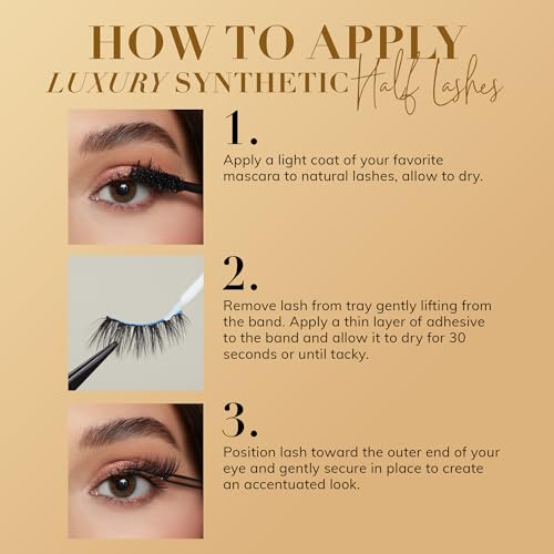 Lilly Lashes Luxury Synthetic Half Lashes (Pack of 4), False Eyelashes, Natural Looking Wispy Lash Strips, Multi-Pack Reusable Up To 15x, Eyelash Glue not Included (Enlightening)