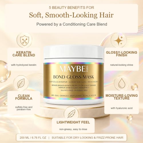 Maybe Paris Bond Gloss Hair Mask with Keratin & Hyaluronic Acid - 6.76 fl oz