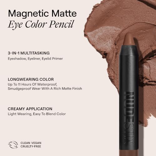 Nudestix Magnetic Matte Eye Color Fig - 3-in-1 Long-Wear Cream Eyeshadow Pencil, Waterproof & Vegan
