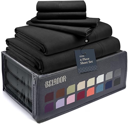 BELADOR Silky Soft Twin XL Sheet Set - Luxury Bed Sheets for Twin XL Size Bed, Secure-Fit Deep Pocket Sheets with Elastic, Breathable Hotel Sheets and Pillowcase Set, Wrinkle Free Oeko-Tex Sheets