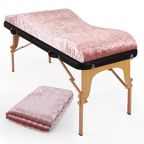 Crushed Velvet Curved Lash Bed Topper Cover ? Shiny Massage Topper Cover Ultra-Soft for Lash Extensions & Spa Treatment Comfort