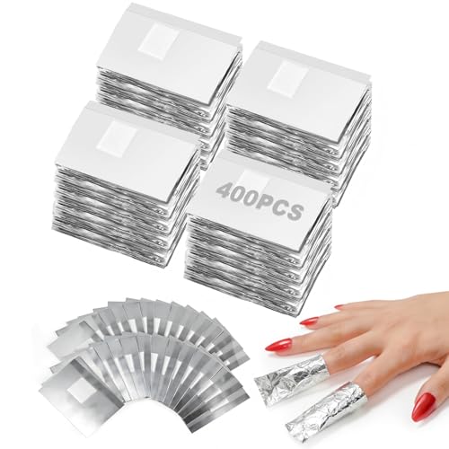 Gel Polish Remover Foil Wraps with Lint-Free Cotton Pads - 400 Pack