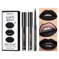 QiBest 3-in-1 Black Lipstick Set – Matte, Gloss & Liner