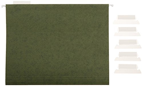 Amazon Basics Green Hanging File Folders with Adjustable Tabs - 25 Pack, Letter Size 8.5x11 inch