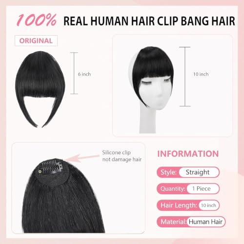 Clip-On Bangs | 100% Real Human Hair Curved Fringe for Daily Wear
