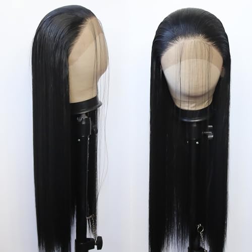 Black Lace Front Synthetic Wig - Pre Plucked, Heat Resistant