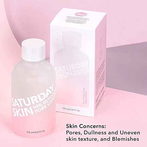 Saturday Skin Pore Clarifying Toner 10% Glycolic Acid&AHA Deep Cleansing Astringent Facial Toner,Hypoallergenic Skin-Purifying Face Toner to Cleanse, Recondition and Purify Skin, Non-Comedogenic