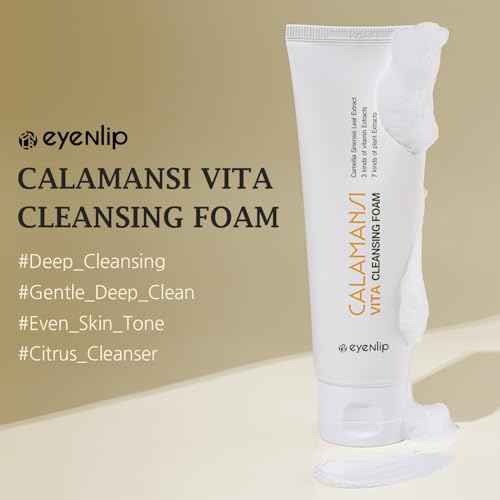 eyeNlip Calamansi Vita Cleansing Foam 4.23?fl?oz - Revitalizing Cleanser with Calamansi Extract, Centella & Hyaluronic Acid for Gentle Daily Care, Korean Skincare