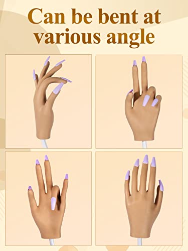 LIONVISON Practice Hand for Acrylic Nails with 100 Nail Tips - Flexible, Durable, Reusable Nail Practice Tool