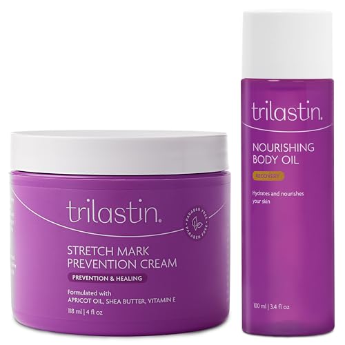 TriLASTIN Maternity Stretch Mark Prevention Bundle 4oz + 3.4oz Oil