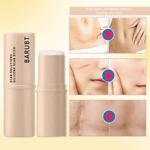 Silicone Scar Stick, Thick Solid Velvety Film for Old, Surgical Scars, Acne, Stretch Marks, Formula Infused with Asiatica Extracts and Vitamin E for Skin Smoother, Softer