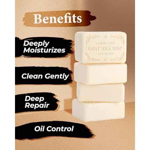 Australian Goat Milk Soap,Helps Moisturize,Smooth & Cleanse Skin,Triple-milled Bar Soap with Cocoa Butter,Aloe Vera and Pure Plant Oil,Body Soap Bars 6.3 oz for Adults & Babies,Pack of 4