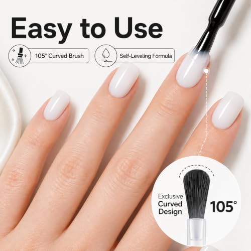 AzureBeauty Milky White Gel Nail Polish 18ML - Natural & Buildable Sheer Finish