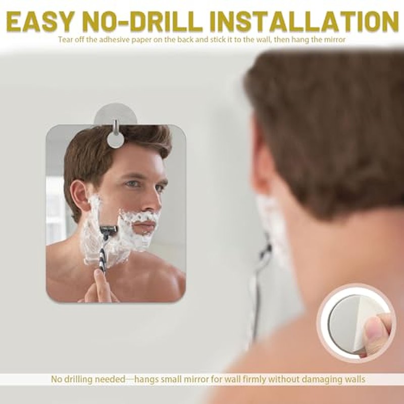 2 Pack Fogless Shower Mirror for Shaving, 6.7x5.1in