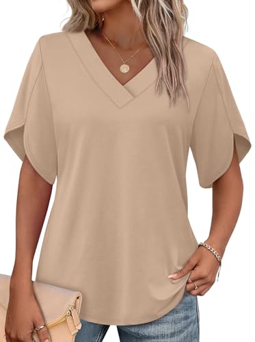 Women's Summer V-Neck Petal Sleeve Top
