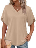 Women's Summer V-Neck Petal Sleeve Top