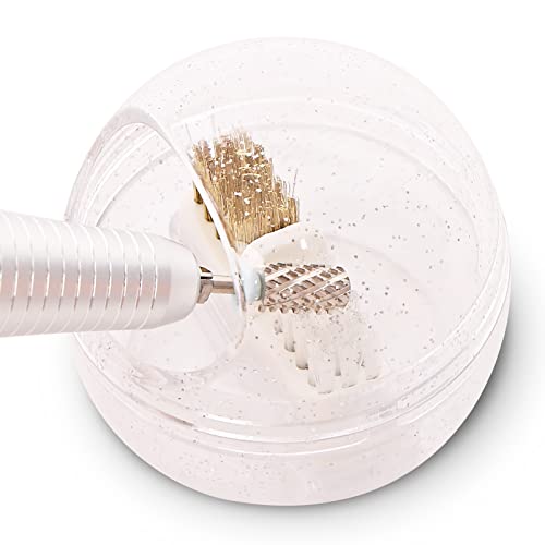 Nail Drill Bits Cleaner Brush with Clear Cover - White
