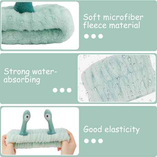 SuPoo Snail Spa Headband and Wristband Set Funny Alien Skincare Headband for Washing Face Puffy Wrist Bands for Women Animal Makeup Head Band Preppy Teen Girl Gifts Trendy Stuff Hair Accessories 9PCS