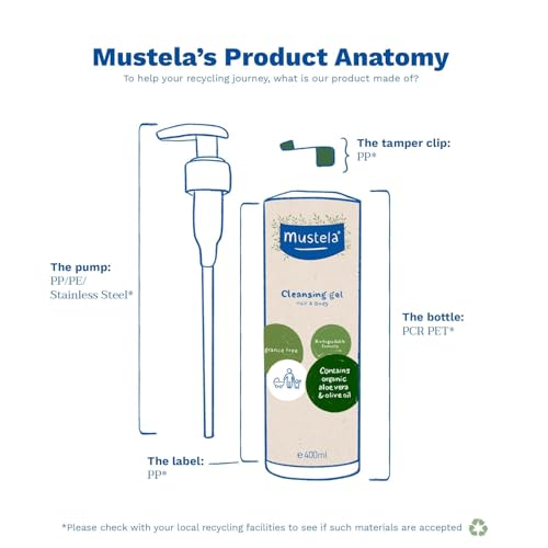 Mustela Certified Organic Cleansing Gel - Natural Hair & Body Wash with Olive Oil & Aloe Vera - For Baby, Kid & Adult - Fragrance Free, Tear Free, Vegan & Biodegradable - 13.52 fl. oz.