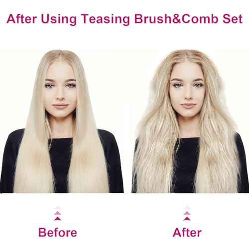 Patelai 3 Pcs Hair Teasing Comb Set Includes 2 Nylon Triple Comb and Boar Bristle Teaser Brushes for Women Stylist Men Backcombing Slicking Curly Thick Wet Hair(Pink)