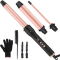 UNOBEY 3-in-1 Ceramic Curling Iron Set with Adjustable Temp for All Hair Types